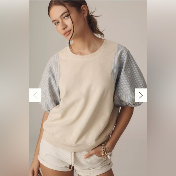 653.  Anthropologie Pilcro Woven Puff-Sleeve Top - Picture 2 of 9